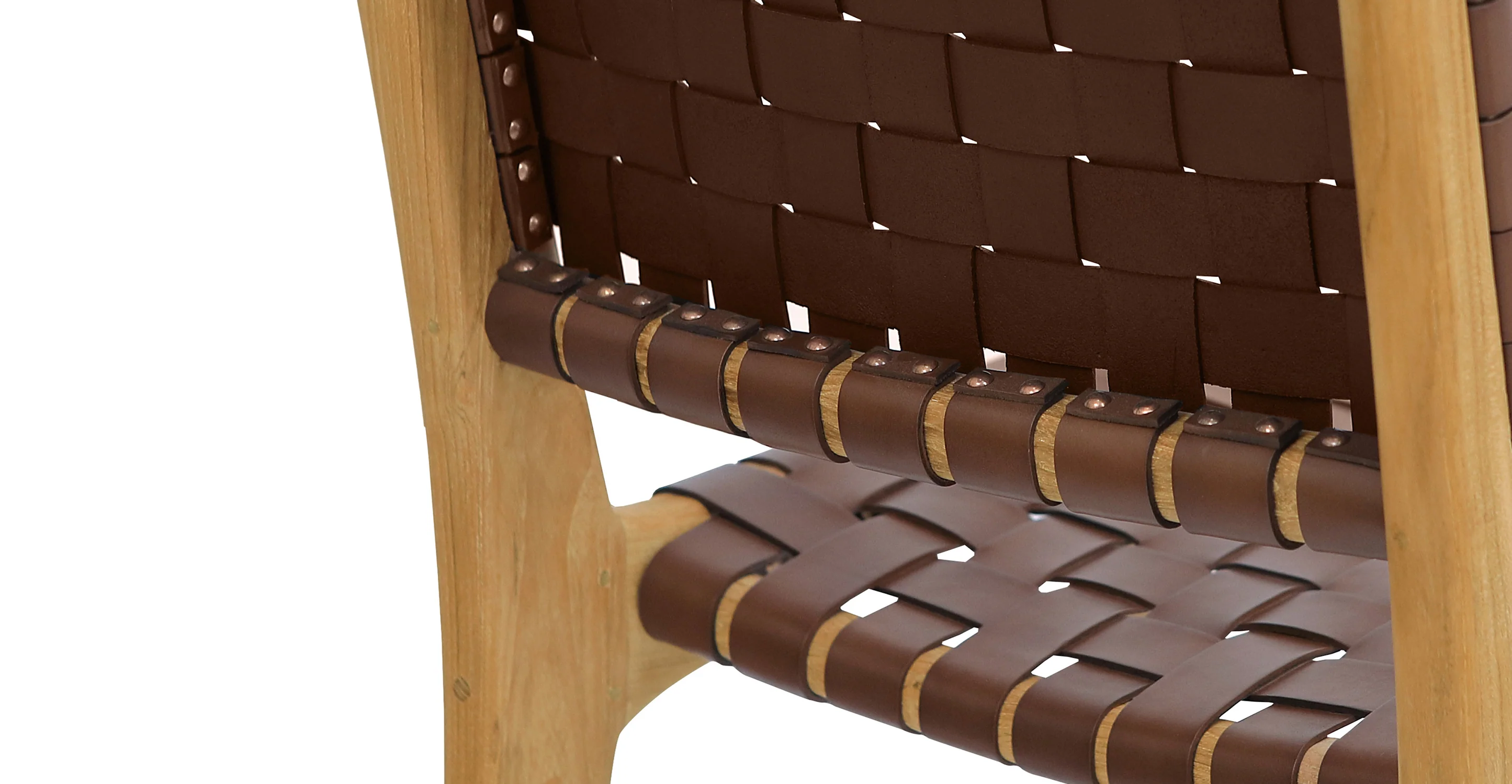 Banda Teak & Woven Leather Counter Height Stool - Image 10
