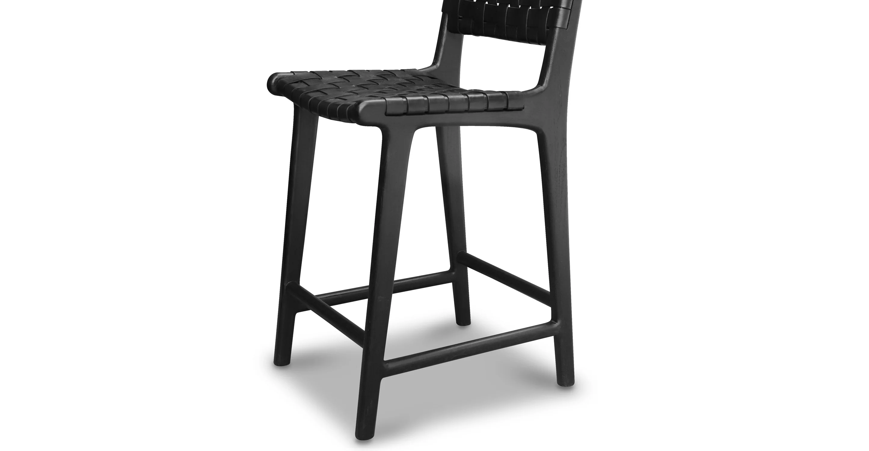 Banda Teak & Woven Leather Counter Height Stool - Image 36