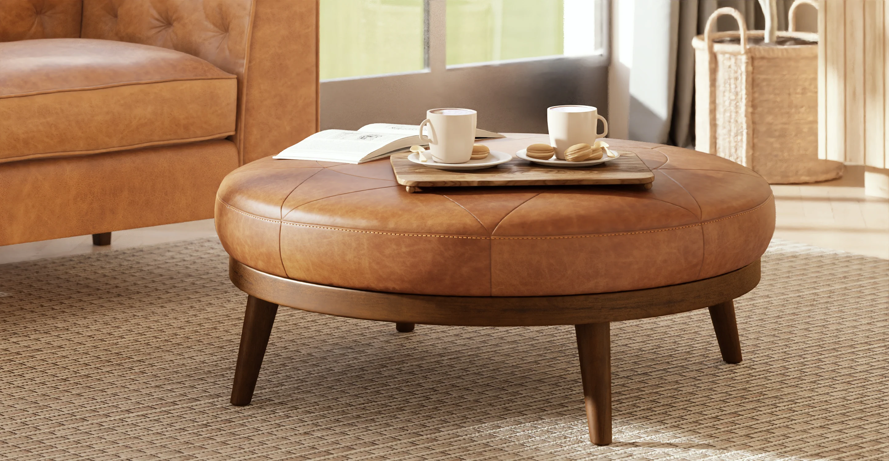 Gio Leather Ottoman - Image 2