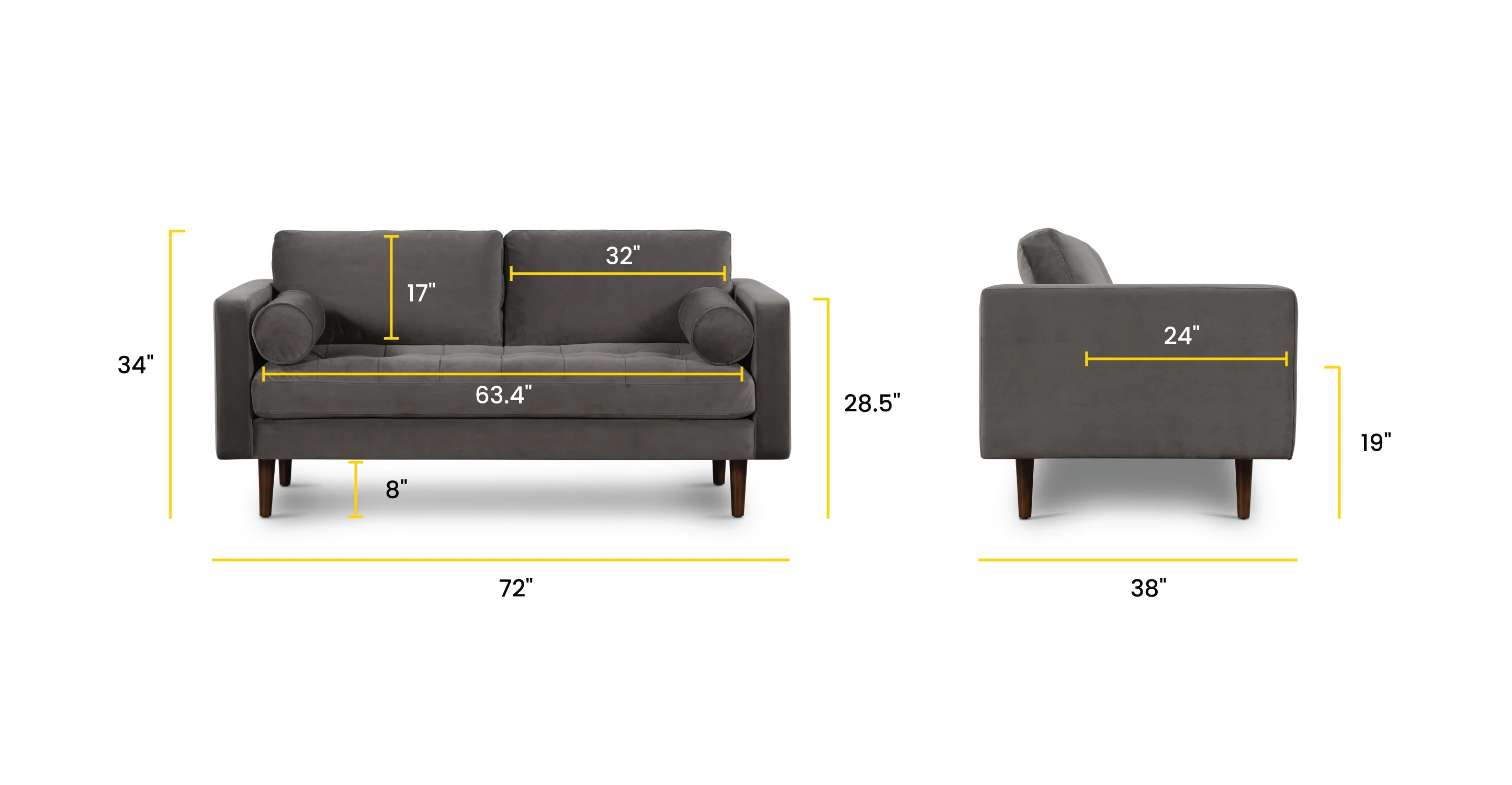 Napa 72" Velvet Apartment Sofa - Image 26