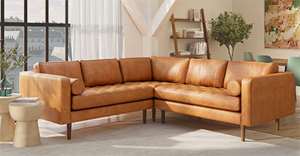 Napa Leather Corner Sectional Sofa - Image 33