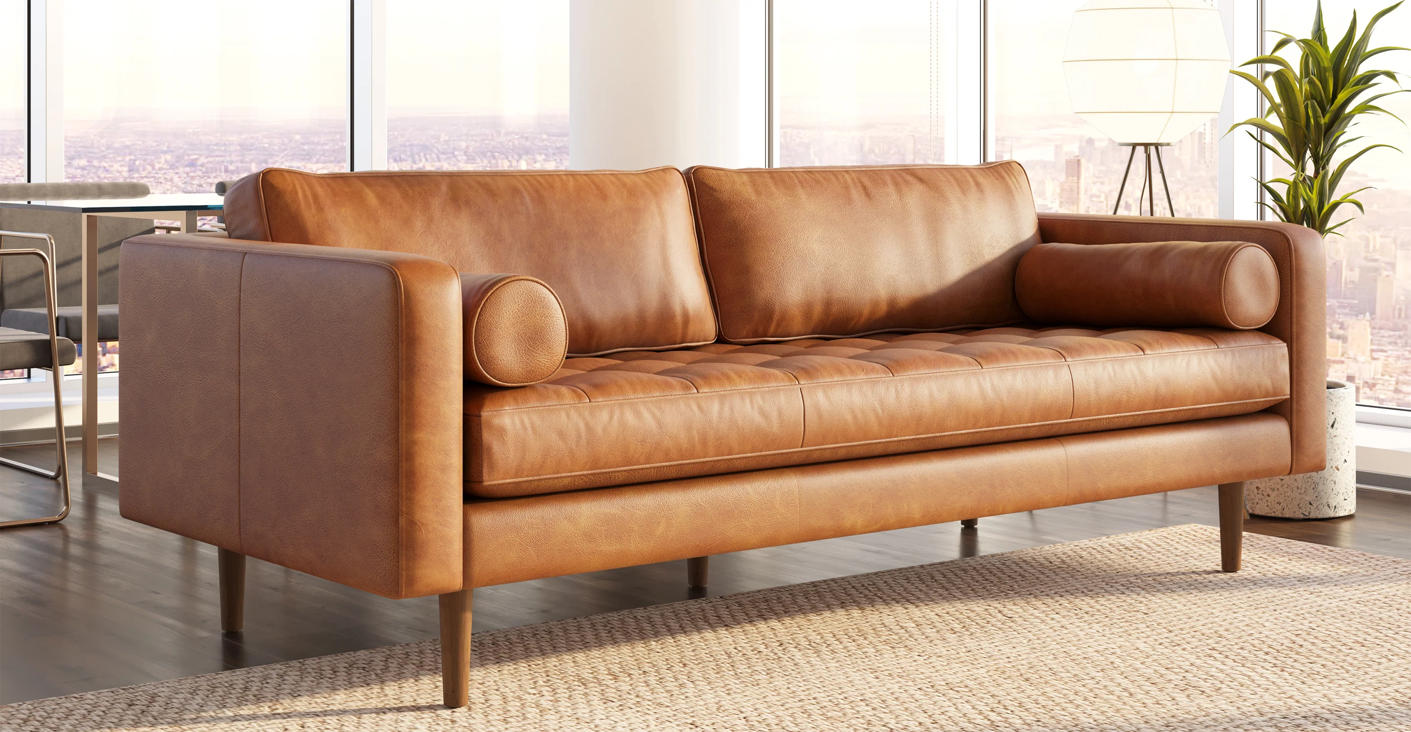 Napa Leather Sofa 88.5” - Image 3
