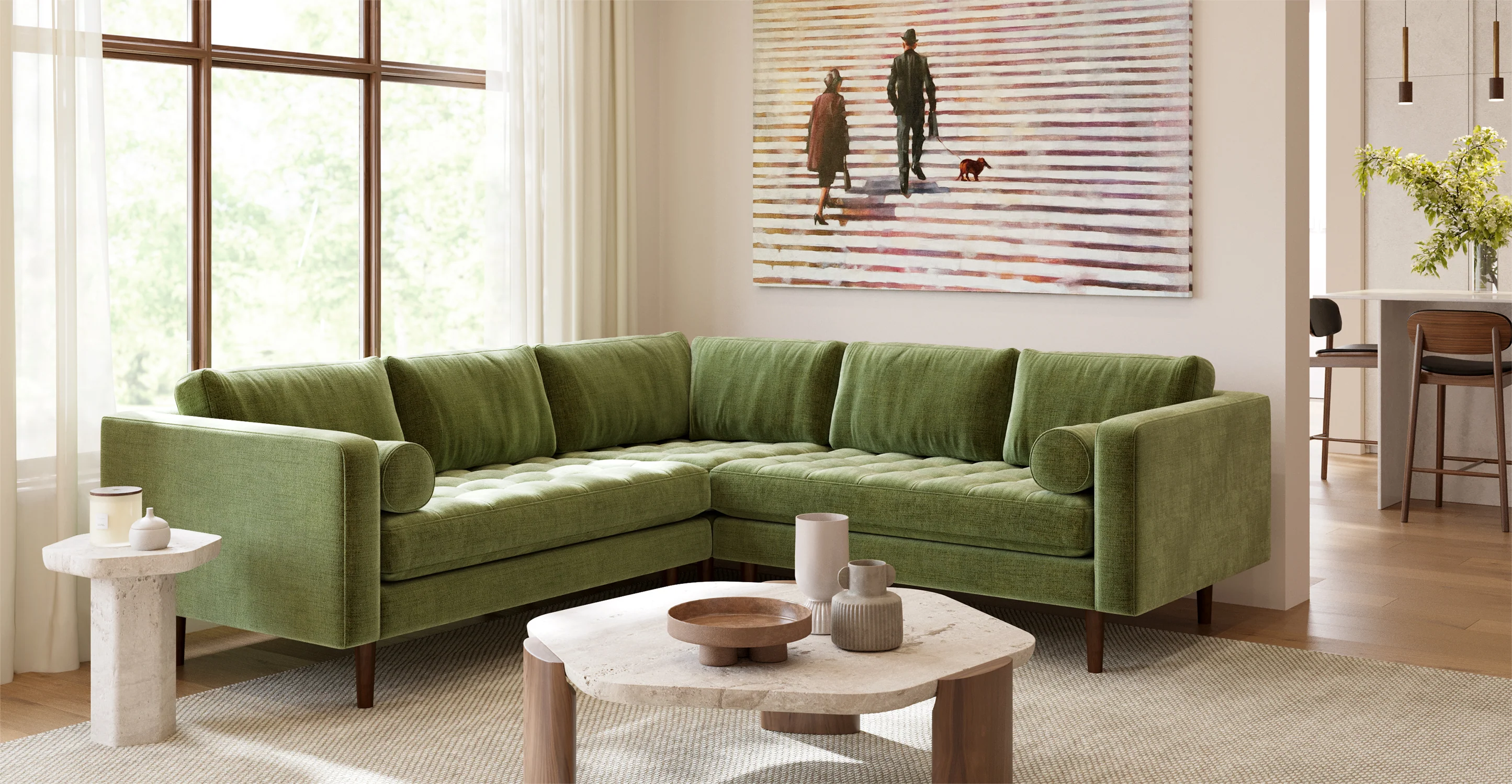 Napa Velvet Corner Sectional Sofa - Image 4