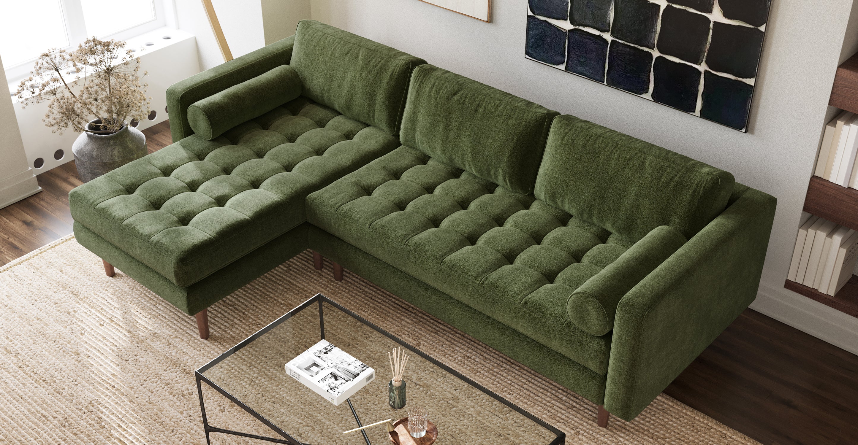Napa Velvet Left-Facing Sectional Sofa - Image 3