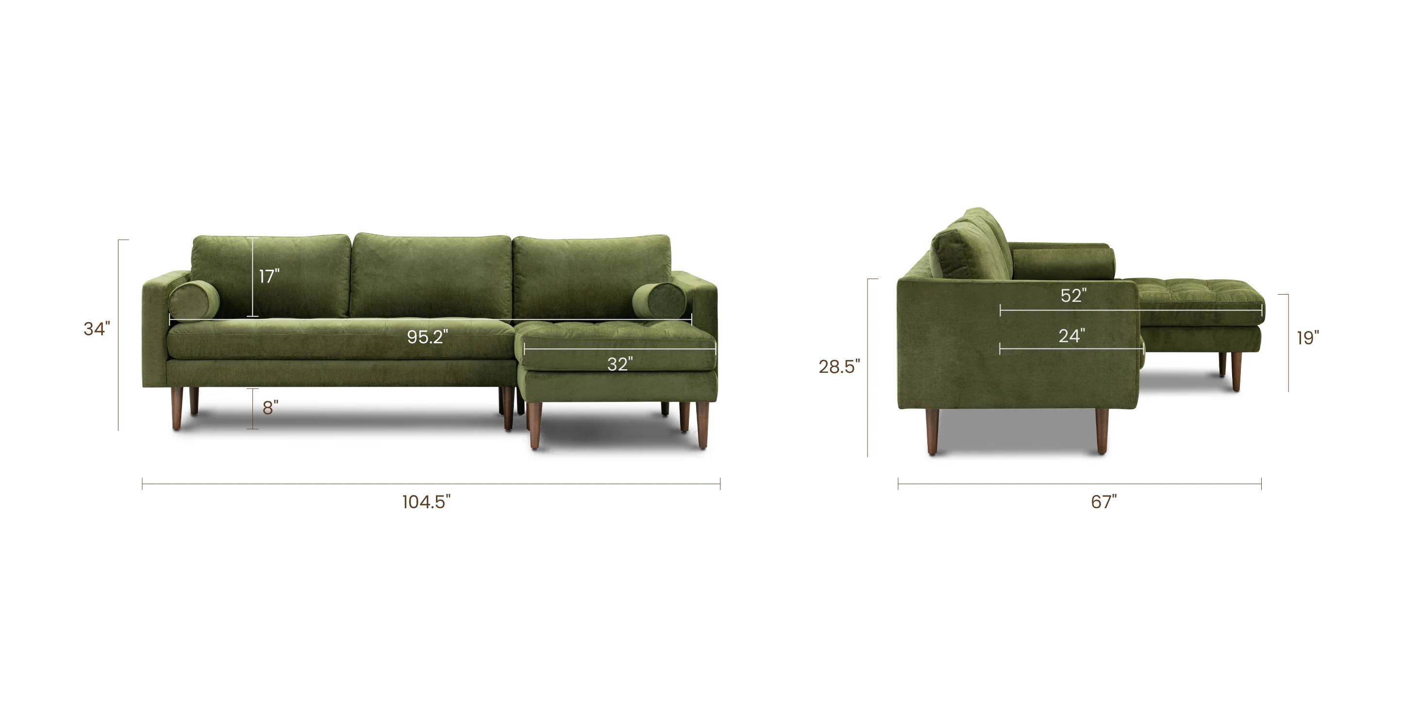 Napa Velvet Right-Facing Sectional Sofa - Image 10