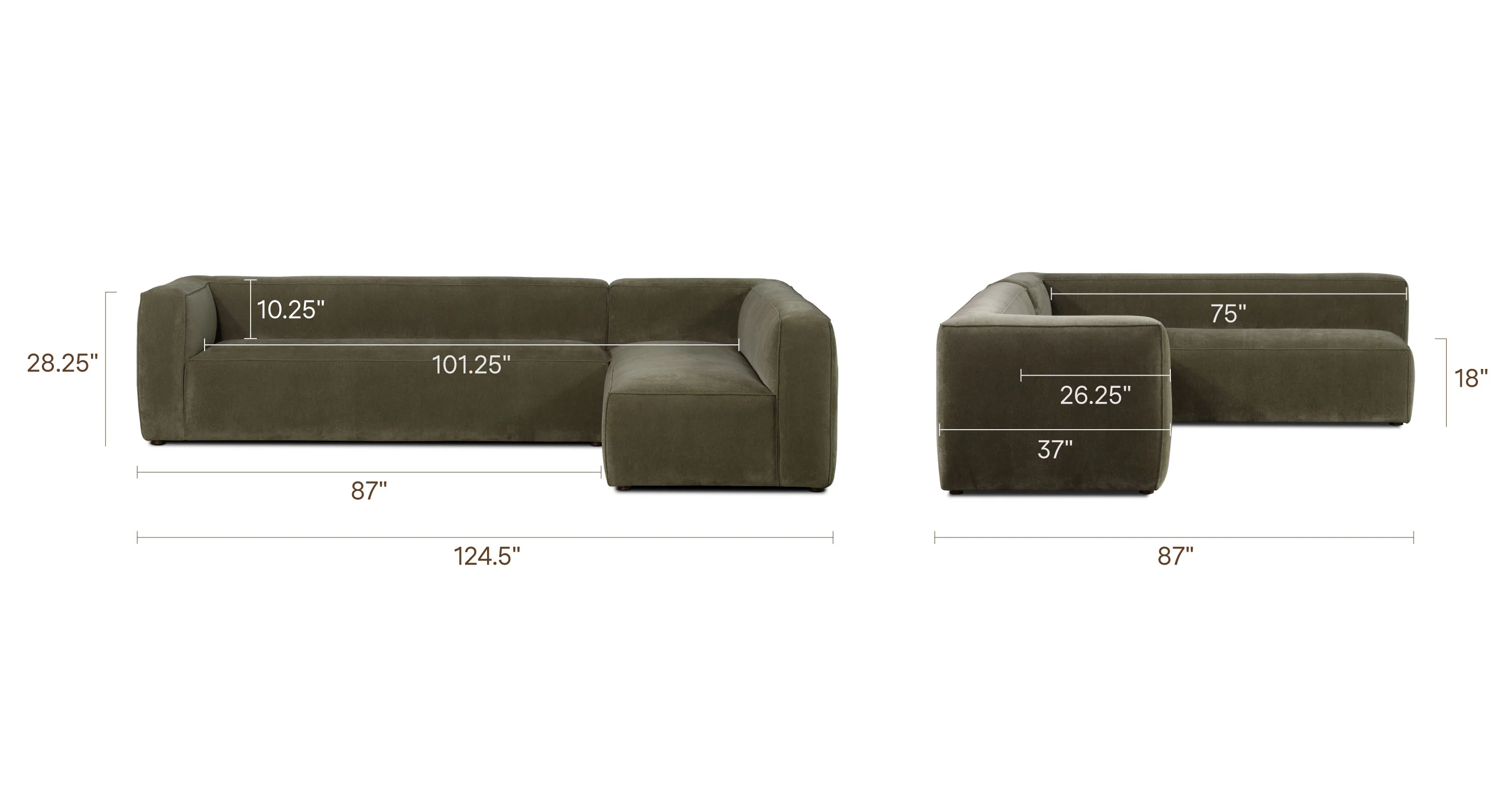 Piazza 124.5" L-Shaped Sectional - Image 19