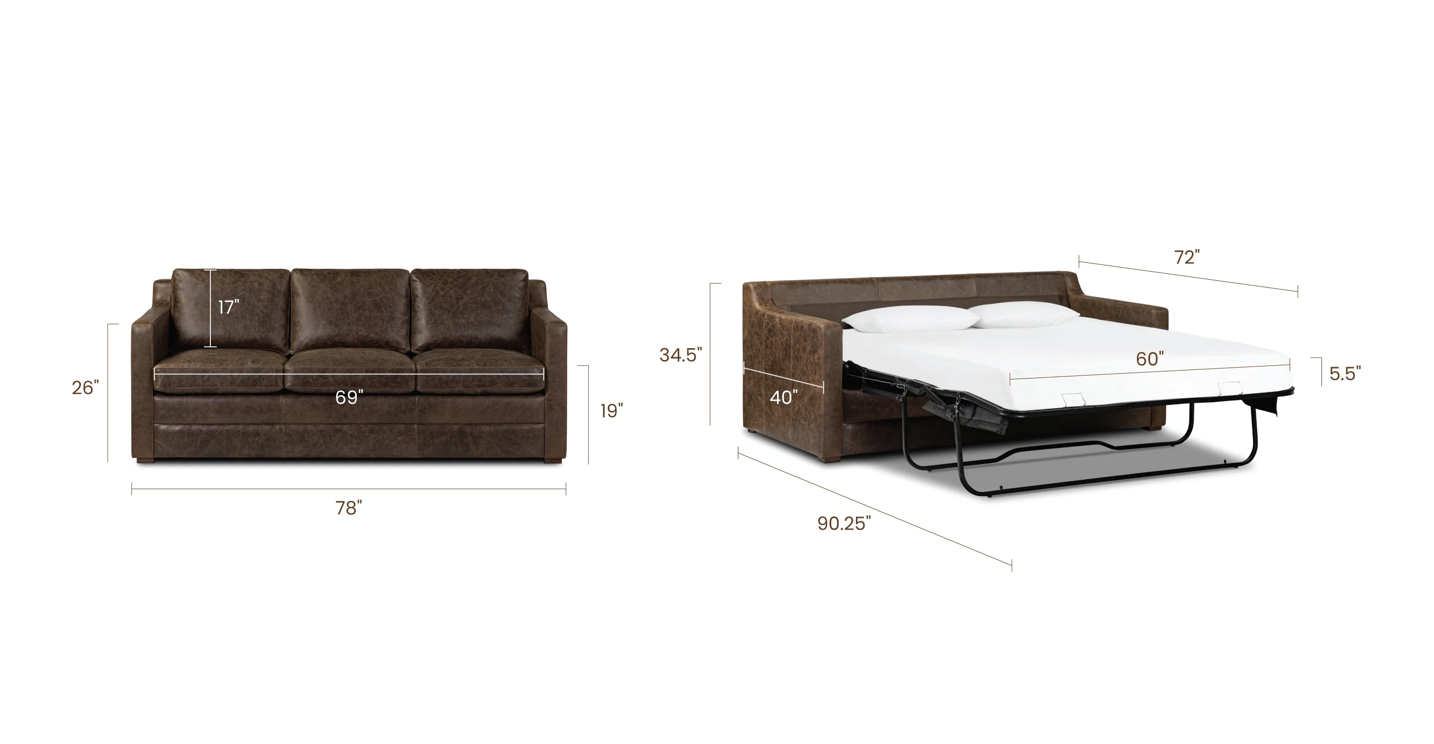 Sorrento Leather Pull-Out Convertible Sleeper Sofa - Image 48